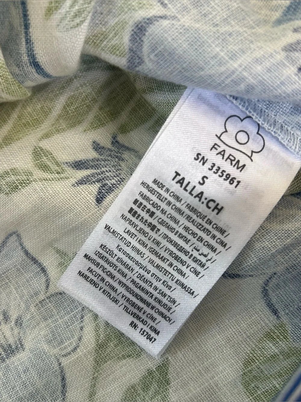 Farm Rio Tropicango Linen Mini Dress NWT S Blue Floral Crisscross Back $198 - Picture 5 of 9